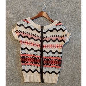 Future Paradise Tan and Orange Pattern Sweater